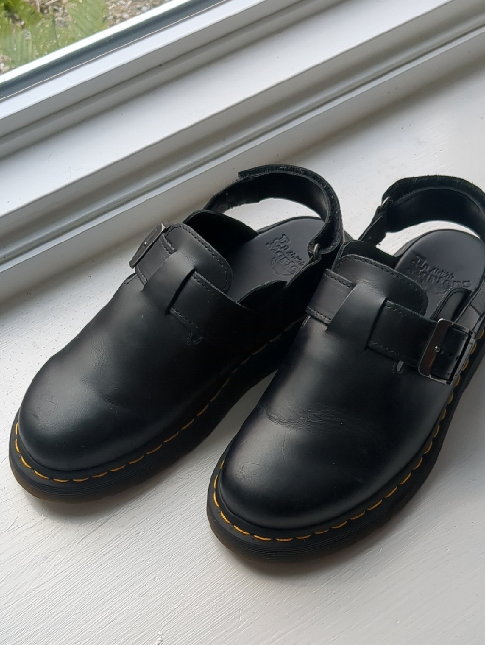 Dr. Martens Black Leather Buckle Slingback Sandals Size 8USM 41EU